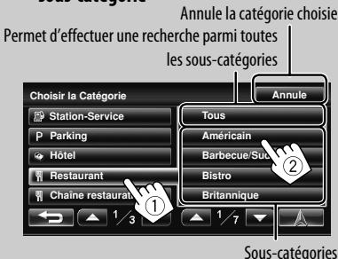 JVC KW-NT1 - Ⓐ Pour spécifier la catégorie et la sous-catégorie - 1