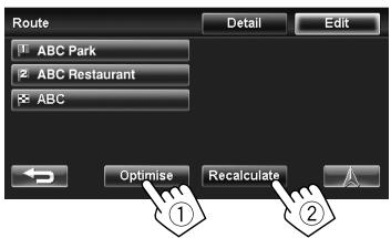 JVC KW-NT1 - Change the sequence of the destination/via points. - 1