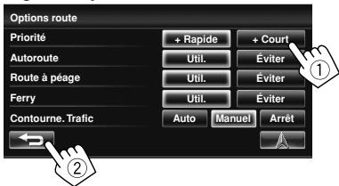 JVC KW-NT1 - Changement des options de la route - 2