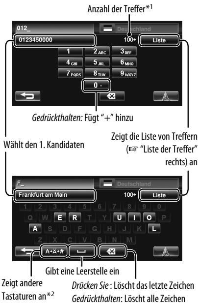 JVC KW-NT1 - Über Such-Schirmbilder und Eingabe-Schirmbilder - 1
