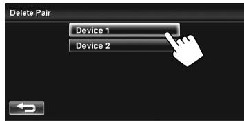 JVC KW-NT1 - Select a device whose registration you want to delete. - 1