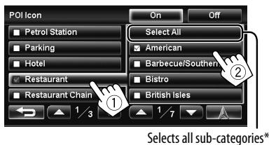 JVC KW-NT1 - To display/hide POI icons on the map - 3