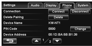 JVC KW-NT1 - Bluetooth mobile phone settings - 4