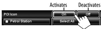 JVC KW-NT1 - To display/hide POI icons on the map - 4