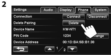 JVC KW-NT1 - Deleting a registered Bluetooth mobile phone - 2