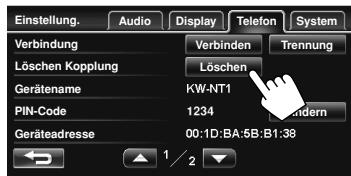 JVC KW-NT1 - Löschen eines registrierten Bluetooth-Handys - 2