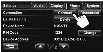 JVC KW-NT1 - To connect a registered mobile phone - 2
