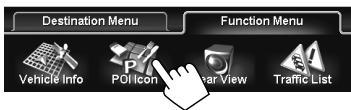 JVC KW-NT1 - To display/hide POI icons on the map - 2