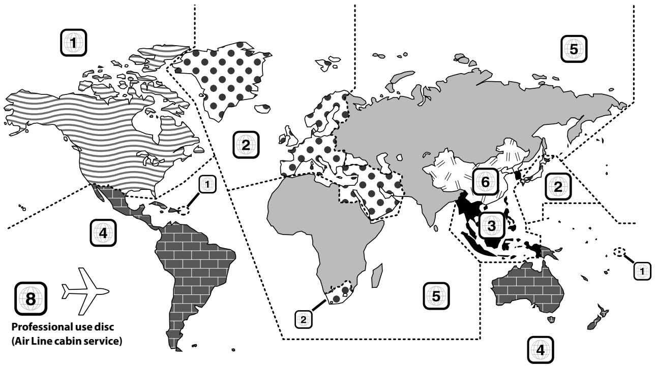KENWOOD DVF-5500 - Region codes in the world - 1