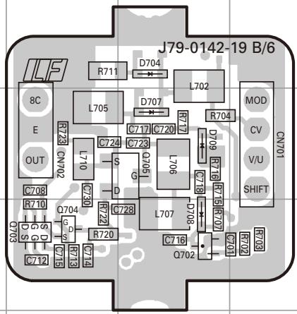 J79-0142-19 B/6 8C E OUT R711 D704 L705 L702 R711 D707 R717 C717 C720 R704 L706 C723 S G D Q705 D709 CV V/U MOD SHIFT C708 C703 C724 L710 C730 C728 R710 Q704 S D Q703 C712 C713 C714 R720 L707 D708 C716 Q702 C718 R716 C707 R701 R702 C715