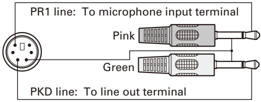 PR1 line: To microphone input terminal Pink Green PKD line: To line out terminal