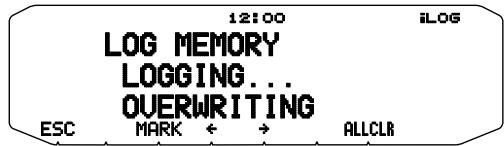 12:00 LOG MEMORY LOGGING... OVERWRITING ESC MARK ← → ALLCLR