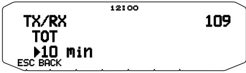 12:00 TX/RX 109 TOT ▶10 min ESC BACK