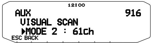 12:00 AUX 916 VISUAL SCAN ►MODE 2 : 61ch ESC BACK