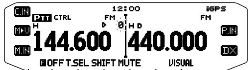 CIN PTT CTRL 12:00 iGPS FM FM H D 0 H D MIN 144.600 440.000 OFF T.SEL SHIFT MUTE VISUAL PIN IX
