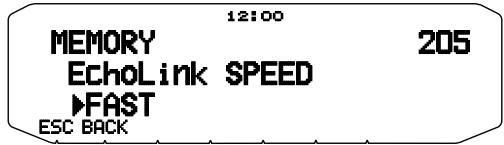12:00 MEMORY EchoLink SPEED FAST ESC BACK 205
