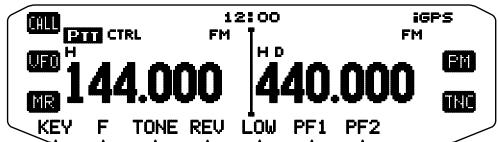 CALL PITI CTRL 12:00 FM H D 440.000 PM UFO 144.000 MR KEY F TONE REV LOW PF1 PF2 iGPS FM THC