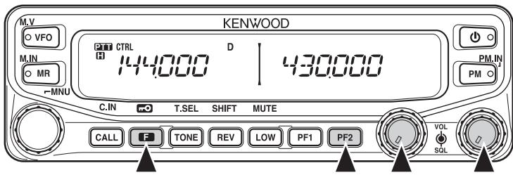 M.V VFO M.IN MR -MNU KENWOOD CTRL 144000 D 430000 C.IN T.SEL SHIFT MUTE CALL F TONE REV LOW PF1 PF2 VOL SOL