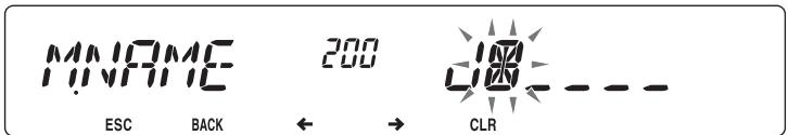 MNAME 200 CLR ESC BACK ← → CLR