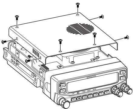 Technical diagram of an electronic device with labeled components and mounting points