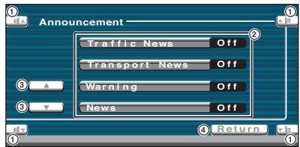 KENWOOD KVT-725DVD - Displays the Announcement Selection screen - 2