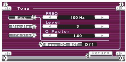KENWOOD KVT-725DVD - Display the Tone setup screen - 2