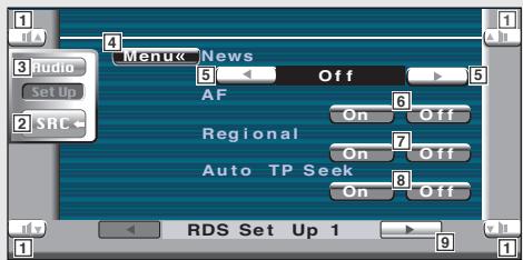 KENWOOD KVT-725DVD - Displaying the RDS Set Up 1 screen - 2