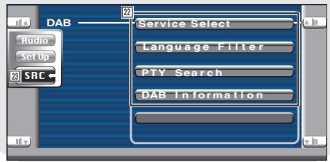 KENWOOD KVT-725DVD - Displaying the DAB Tuner Menu screen - 2