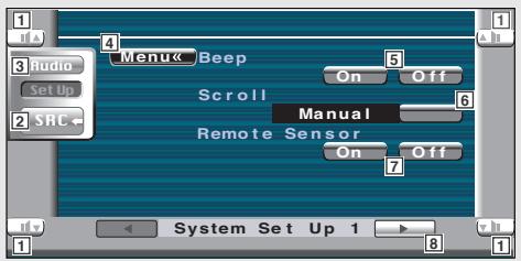 KENWOOD KVT-725DVD - Displaying the System Set Up 1 screen - 2