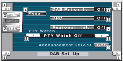 KENWOOD KVT-725DVD - Displaying the DAB Set Up screen - 2