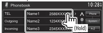 KENWOOD DDX491HD - □ Presetting phone numbers - 1