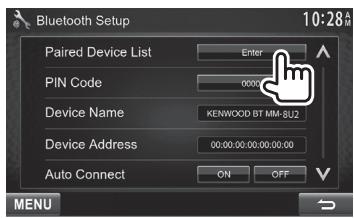KENWOOD DDX491HD - □ 删除 a registered Bluetooth device - 1