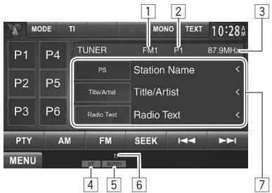 KENWOOD DDX491HD - □Indications and buttons on the source control screen - 1