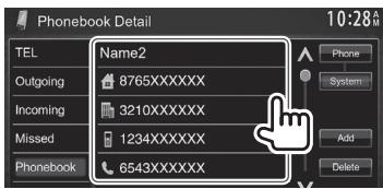 KENWOOD DDX491HD - From the phone book/call lists - 8