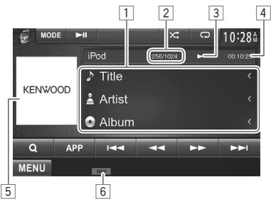 KENWOOD DDX491HD - □ Indications and buttons on the source control screen - 1