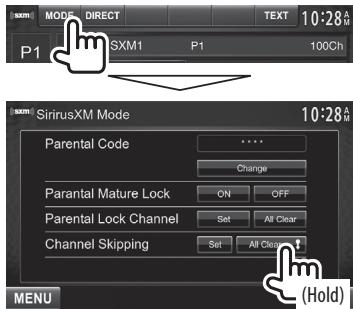 KENWOOD DDX491HD - Clearing the channel skipping for all skipped channels - 1