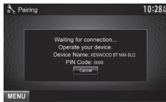 KENWOOD DDX491HD - Pairing a Bluetooth device using SSP (for Bluetooth 2.1) - 6