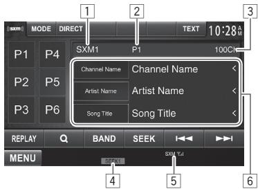 KENWOOD DDX491HD - □ Indications and buttons on the source control screen - 1
