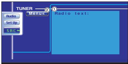 TUNER Audio Set Up SRC Menu Radio text: