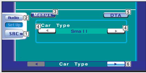 Audio Set Up SRC + 2 Menu 3 DTA 4 Car Type Sma II 4 Car Type 6