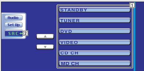 Audio Set Up SRC←2 STANDBY TUNER DVD VIDEO CD CH MD CH