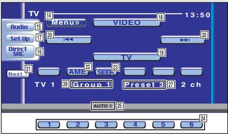 TV 13:50 Audio Menu VIDEO Set Up 20 Direct SRC 16 Next 21 AME SEE TV 1 Group 1 Preset 3 2 ch AUTO 1 25 1 2 3 4 5 6 24