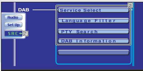 DAB Audio Set Up SRC←2 Service Select Language Filter PTY Search DAB Information