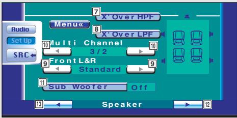 Audio Set Up SRC← Menu← X' Over HPF X' Over LPF Multi Channel 3 / 2 Front L&R Standard Sub Woofer Off Speaker