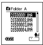 OLYMPUS DS-30 - Press the FOLDER button to choose a folder in which to make a recording. - 1