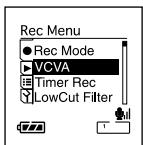 Rec Menu ● Rec Mode VCVA Timer Rec LowCut Filter