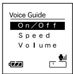 Voice Guide On/Off Speed Volume