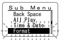 OLYMPUS WS-300M - Formatting the Recorder (Format) - 2