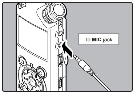 OLYMPUS LS-10 - Connect an external microphone to the MIC jack of the recorder. - 1