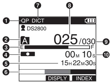OLYMPUS DS-2800 - Display status indicators (LCD panel) - 1